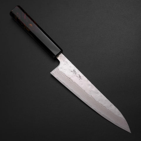 Gyuto 440C Nashiji Mirror Damascus Fire Urushi Handle 180mm (7”)-[Musashi]-[Japanese-Kitchen-Knives]