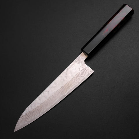 Gyuto 440C Nashiji Mirror Damascus Fire Urushi Handle 180mm-[Musashi]-[Japanese-Kitchen-Knives]