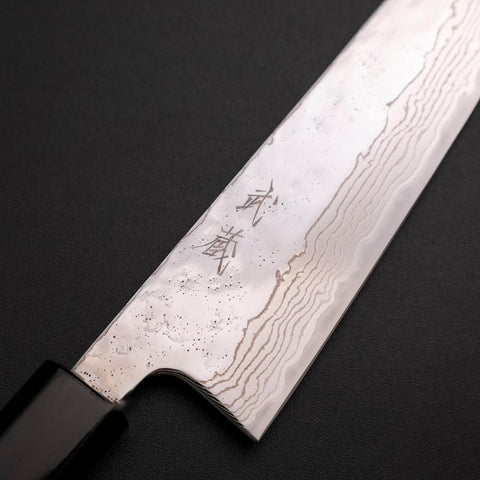Gyuto 440C Nashiji Mirror Damascus Fire Urushi Handle 180mm-[Musashi]-[Japanese-Kitchen-Knives]