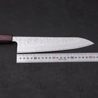 Gyuto AUS-10 Mirror Tsuchime Damascus Purple Urushi Handle 210mm (8.3”)-[Musashi]-[Japanese-Kitchen-Knives]