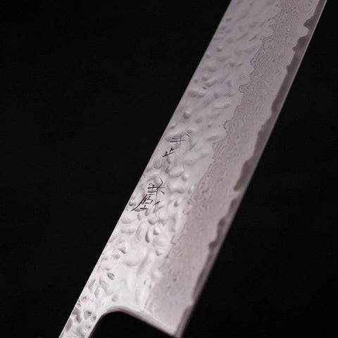 Gyuto AUS-10 Mirror Tsuchime Damascus Sumi Urushi Handle 240mm (9.4”)-[Musashi]-[Japanese-Kitchen-Knives]