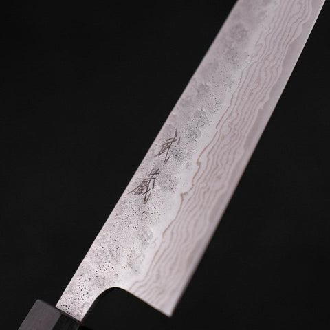 Gyuto AUS-10 Nashiji Damascus Ebony Handle 180mm (7”)-[Musashi]-[Japanese-Kitchen-Knives]