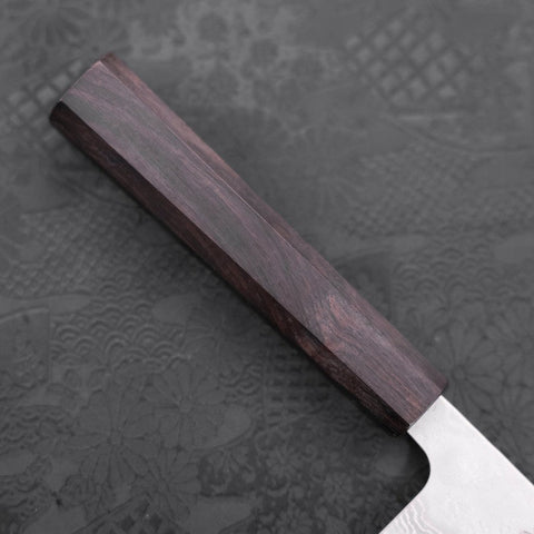 Gyuto AUS-10 Nashiji Damascus Ebony Handle 180mm (7”)-[Musashi]-[Japanese-Kitchen-Knives]
