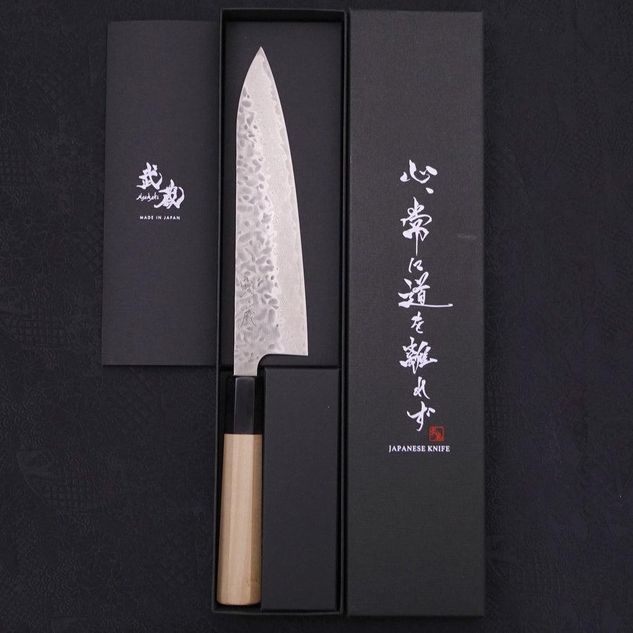 Gyuto AUS-10 Tsuchime Damascus Buffalo Magnolia Handle 180mm-AUS-10-Damascus-Japanese Handle-[Musashi]-[Japanese-Kitchen-Knives]