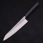 Gyuto AUS-10 Tsuchime Damascus Dark-Blue Urushi Handle 210mm (8.3”)-[Musashi]-[Japanese-Kitchen-Knives]