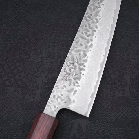 Gyuto AUS-10 Tsuchime Damascus Purple Urushi Handle 210mm (8.3”)-[Musashi]-[Japanese-Kitchen-Knives]