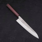Gyuto AUS-10 Tsuchime Damascus Purple Urushi Handle 210mm (8.3”)-[Musashi]-[Japanese-Kitchen-Knives]