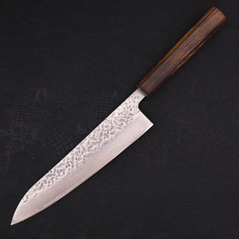 Gyuto AUS-10 Tsuchime Damascus Sumi Urushi Handle 210mm (8.3”)-[Musashi]-[Japanese-Kitchen-Knives]