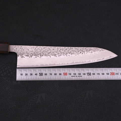 Gyuto AUS-10 Tsuchime Damascus Sumi Urushi Handle 210mm (8.3”)-[Musashi]-[Japanese-Kitchen-Knives]