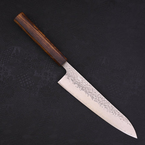 Gyuto AUS-10 Tsuchime Damascus Sumi Urushi Handle 210mm (8.3”)-[Musashi]-[Japanese-Kitchen-Knives]