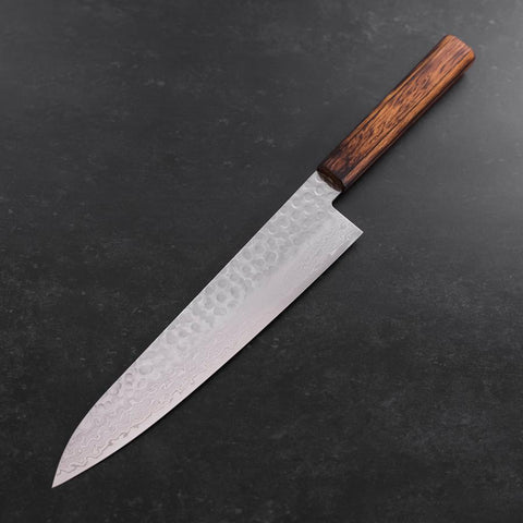 Gyuto AUS-10 Tsuchime Damascus Sumi Urushi Handle 240mm (9.4”)-[Musashi]-[Japanese-Kitchen-Knives]