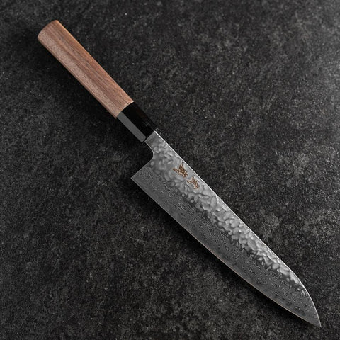 Gyuto AUS-10 Tsuchime Damascus Walnut Handle 210mm-[Musashi]-[Japanese-Kitchen-Knives]