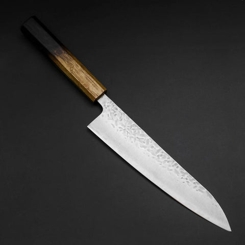 Gyuto AUS-10 Tsuchime Damascus Yaki Urushi Handle 210mm (8.3”)-[Musashi]-[Japanese-Kitchen-Knives]