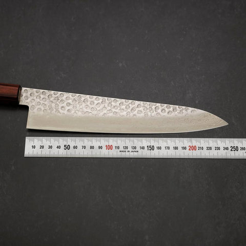 Gyuto AUS-10 Tsuchime Damascus Zelkova Handle 240mm (9.4”)-[Musashi]-[Japanese-Kitchen-Knives]