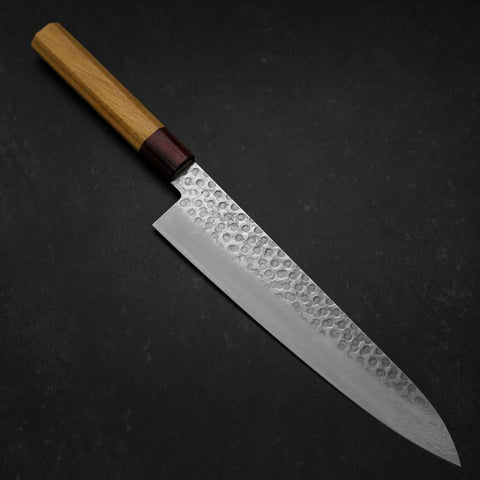 Gyuto AUS-10 Tsuchime Damascus Zelkova Handle 240mm (9.4”)-[Musashi]-[Japanese-Kitchen-Knives]