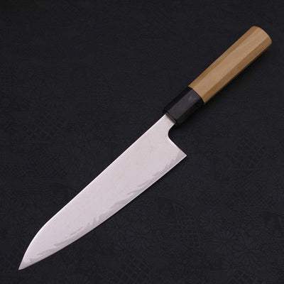 Gyuto AUS-10 Wave Nickel Damascus Buffalo Magnolia Handle 180mm-AUS-10-Damascus-Japanese Handle-[Musashi]-[Japanese-Kitchen-Knives]