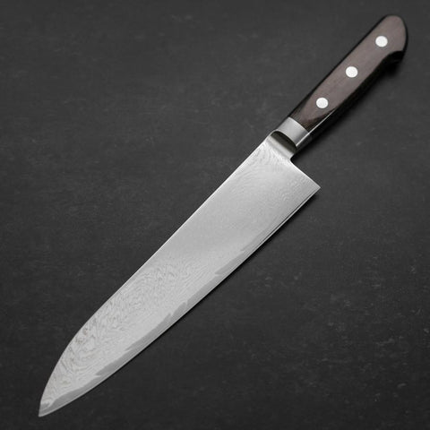 Gyuto AUS-10 Wave Nickel Damascus Western Brown Handle 210mm (8.3”)-[Musashi]-[Japanese-Kitchen-Knives]