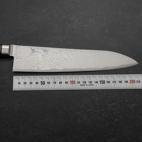Gyuto AUS-10 Wave Nickel Damascus Western Brown Handle 210mm (8.3”)-[Musashi]-[Japanese-Kitchen-Knives]