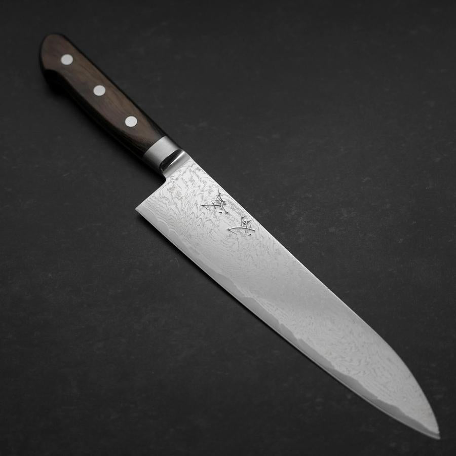 牛刀 AUS-10 浪 ニッケルダマスカス 燦藍柄 210mm – MUSASHI
