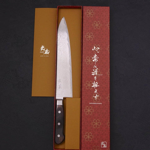 Gyuto AUS-10 Wave Nickel Damascus Western Handle 240mm (9.4”)-[Musashi]-[Japanese-Kitchen-Knives]