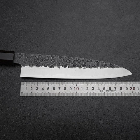 Gyuto AUS-8 Kurouchi Tsuchime Shitan Walnut Handle 200mm (7.9”)-[Musashi]-[Japanese-Kitchen-Knives]