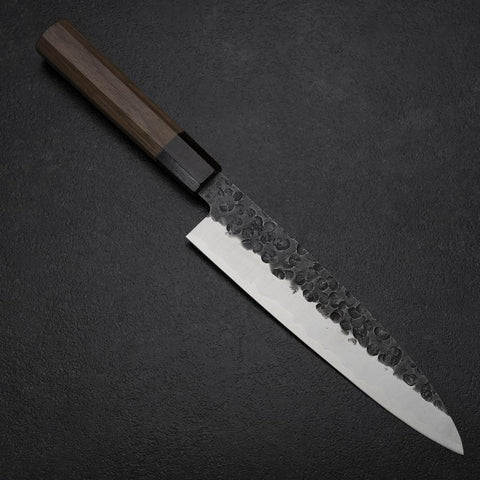 Gyuto AUS-8 Kurouchi Tsuchime Shitan Walnut Handle 200mm-[Musashi]-[Japanese-Kitchen-Knives]