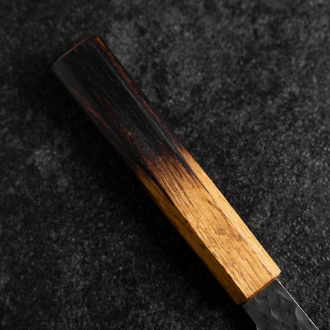 Gyuto AUS-8 Kurouchi Tsuchime Yaki Urushi Handle 200mm (7.9”)-[Musashi]-[Japanese-Kitchen-Knives]