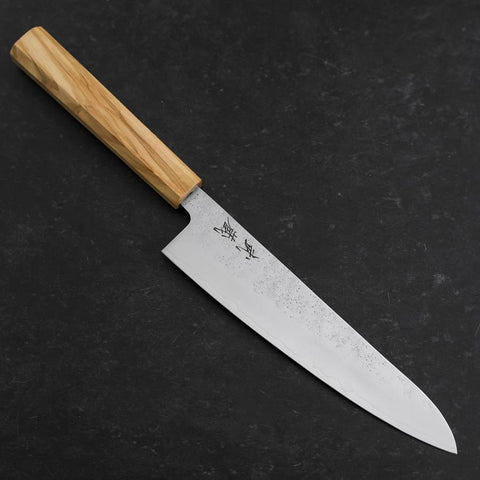Gyuto AUS-8 Nashiji Olive Handle 195mm (7.7”)-[Musashi]-[Japanese-Kitchen-Knives]