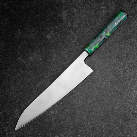 Gyuto AUS-8 Polished Ocean Green Handle 210mm-[Musashi]-[Japanese-Kitchen-Knives]