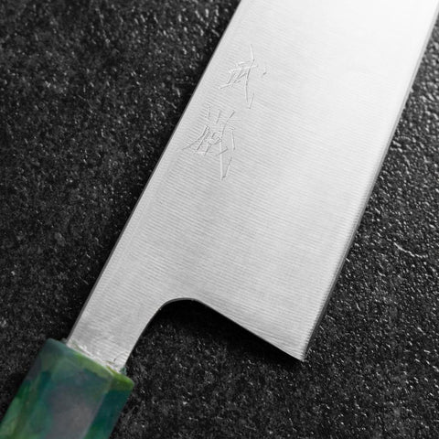 Gyuto AUS-8 Polished Ocean Green Handle 210mm-[Musashi]-[Japanese-Kitchen-Knives]