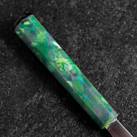 Gyuto AUS-8 Polished Ocean Green Handle 210mm-[Musashi]-[Japanese-Kitchen-Knives]