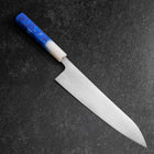 Gyuto AUS-8 Polished Ocean White Blue Handle 210mm-[Musashi]-[Japanese-Kitchen-Knives]