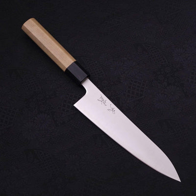 Gyuto Aogami-Super Polished Buffalo Magnolia Handle 180mm-Aogami Super-Polished-Japanese Handle-[Musashi]-[Japanese-Kitchen-Knives]