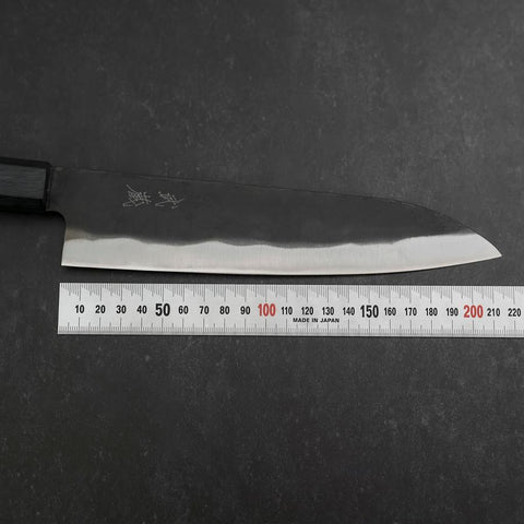 Gyuto Blue Steel #1 Kurouchi Dark Blue Urushi Handle 210mm-[Musashi]-[Japanese-Kitchen-Knives]