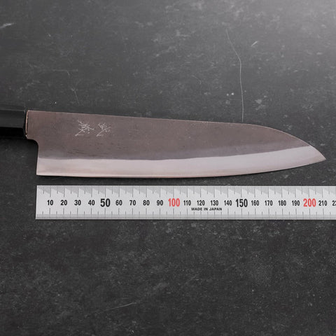 Gyuto Blue Steel #1 Kurouchi Stainless Clad Buffalo Magnolia Handle 210mm (8.3”)-[Musashi]-[Japanese-Kitchen-Knives]