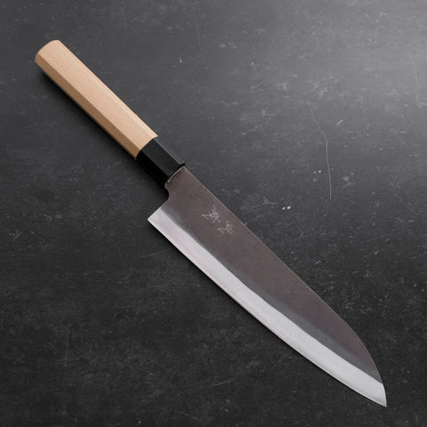 Gyuto Blue Steel #1 Kurouchi Stainless Clad Buffalo Magnolia Handle 210mm (8.3”)-[Musashi]-[Japanese-Kitchen-Knives]