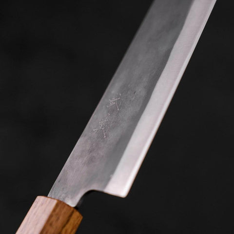 Gyuto Blue Steel #1 Kurouchi Stainless Clad Oak Handle 210mm (8.3”)-[Musashi]-[Japanese-Kitchen-Knives]