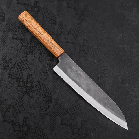 Gyuto Blue Steel #1 Kurouchi Stainless Clad Oak Handle 210mm (8.3”)-[Musashi]-[Japanese-Kitchen-Knives]