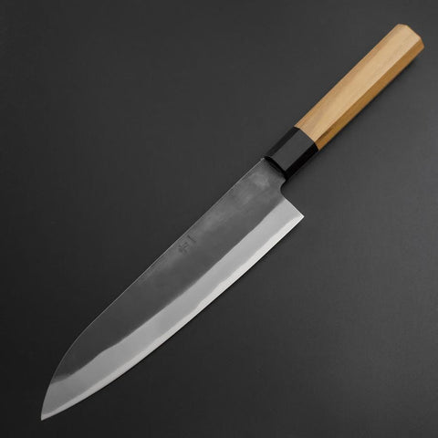 Gyuto Blue Steel #1 Kurouchi Stainless Clad Walnut Handle 210mm-[Musashi]-[Japanese-Kitchen-Knives]