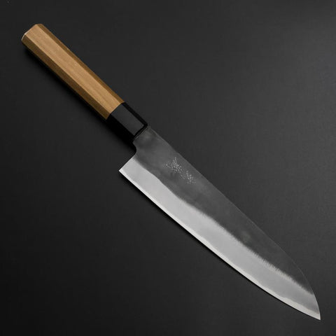 Gyuto Blue Steel #1 Kurouchi Stainless Clad Walnut Handle 210mm-[Musashi]-[Japanese-Kitchen-Knives]