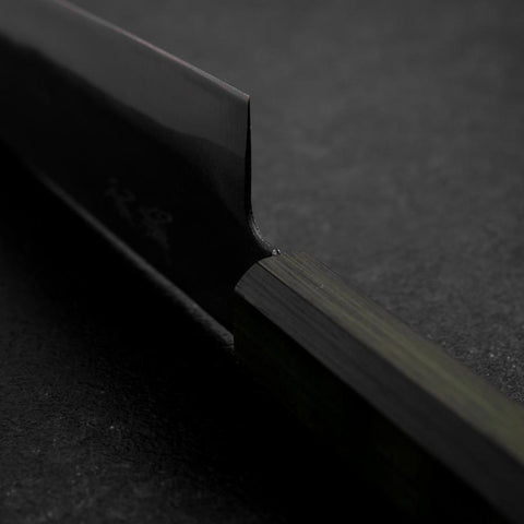 Gyuto Blue Steel #1 Kurouchi Stainless Green Urushi Handle 210mm (8.3”)-[Musashi]-[Japanese-Kitchen-Knives]