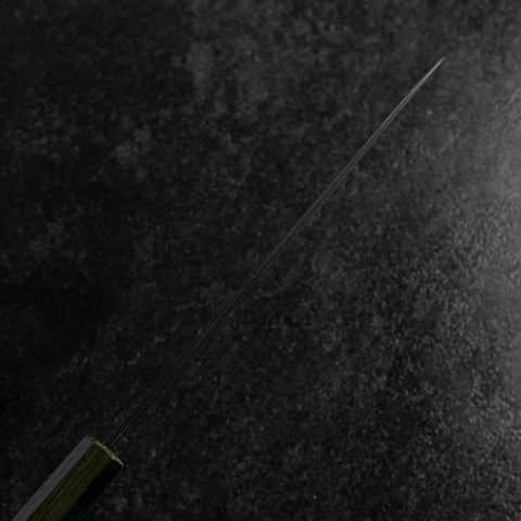Gyuto Blue Steel #1 Kurouchi Stainless Green Urushi Handle 210mm (8.3”)-[Musashi]-[Japanese-Kitchen-Knives]