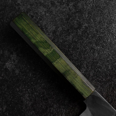 Gyuto Blue Steel #1 Kurouchi Stainless Green Urushi Handle 210mm (8.3”)-[Musashi]-[Japanese-Kitchen-Knives]
