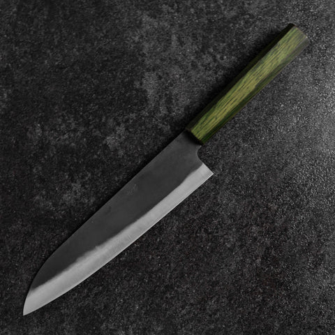 Gyuto Blue Steel #1 Kurouchi Stainless Green Urushi Handle 210mm