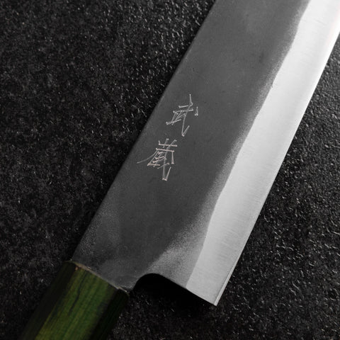 Gyuto Blue Steel #1 Kurouchi Stainless Green Urushi Handle 210mm