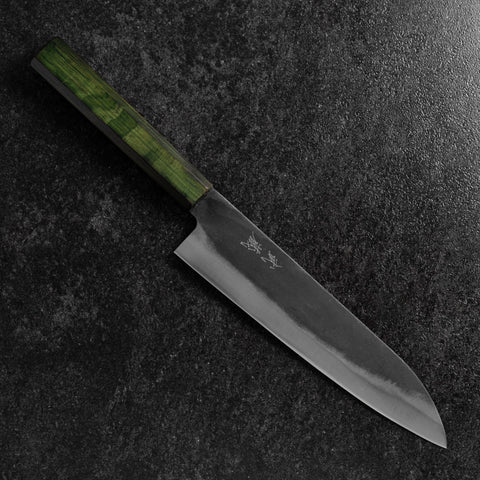 Gyuto Blue Steel #1 Kurouchi Stainless Green Urushi Handle 210mm