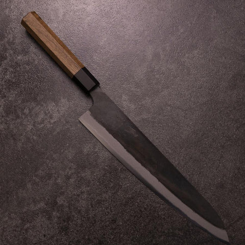 Gyuto Blue Steel #1 Kurouchi Walnut Handle 240mm-[Musashi]-[Japanese-Kitchen-Knives]