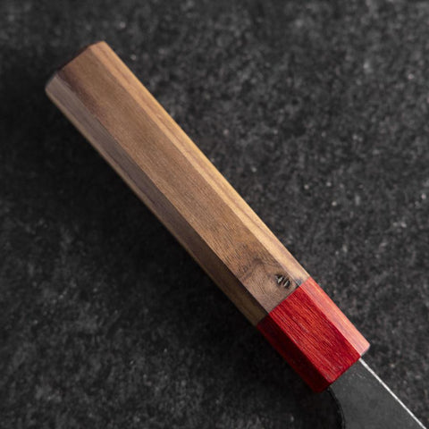 Gyuto Blue Steel #1 Kurouchi Walnut Red Handle 240mm-[Musashi]-[Japanese-Kitchen-Knives]