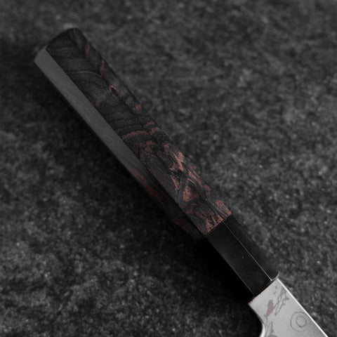 Gyuto Blue Steel #1 Suminagashi Buffalo Ebony Handle 200mm (7.9”)-[Musashi]-[Japanese-Kitchen-Knives]