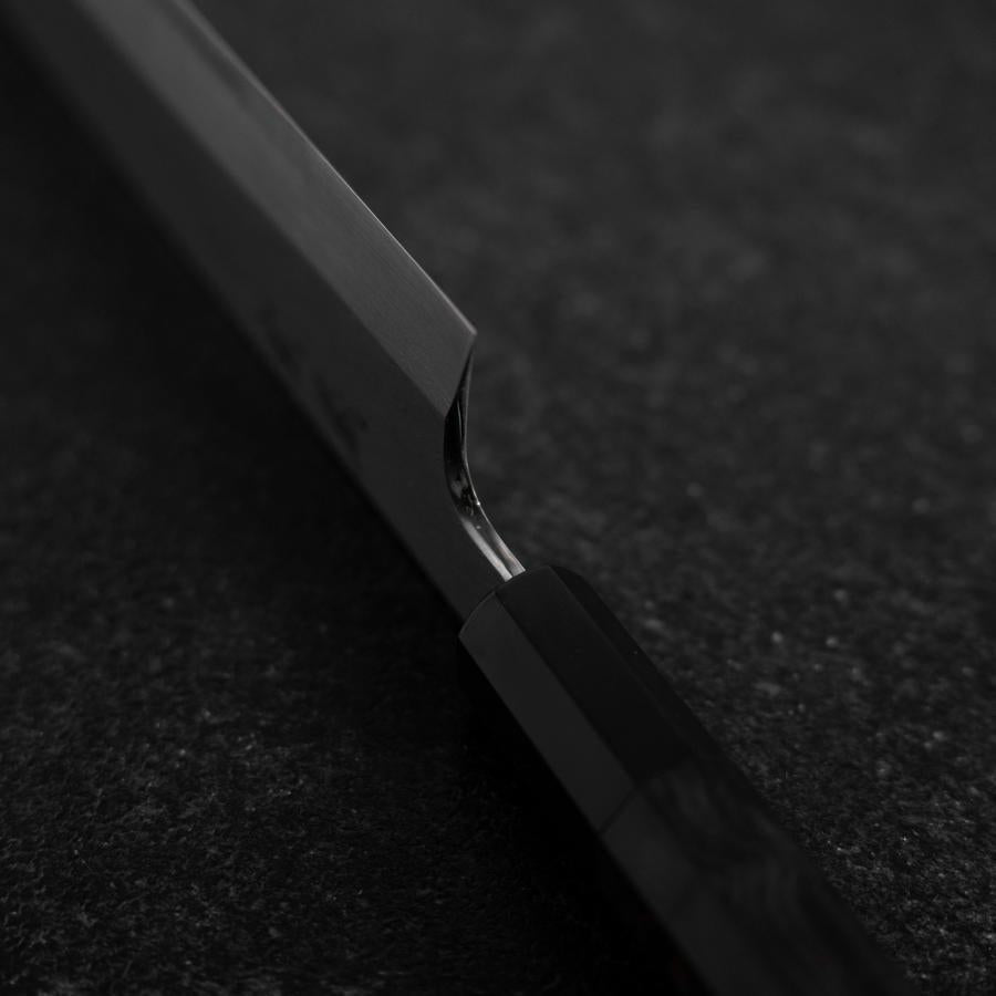 Gyuto Blue Steel #1 Suminagashi Buffalo Ebony Handle 200mm-[Musashi]-[Japanese-Kitchen-Knives]